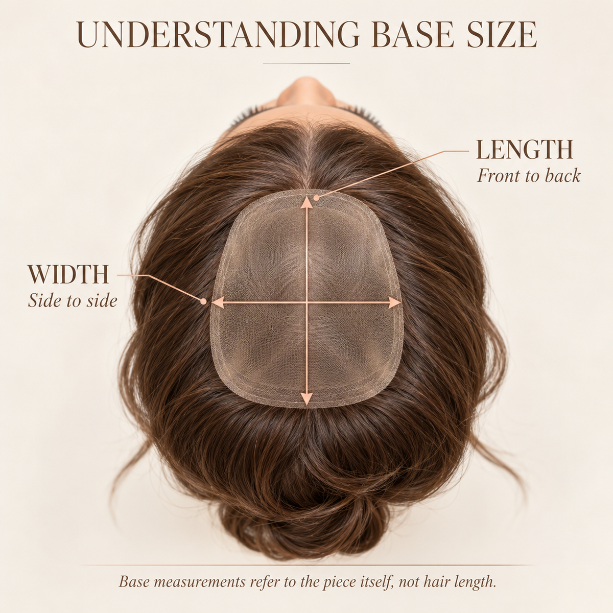 Partial piece base measurements showing width from side to side and length from front to back